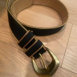 Escada belt black fabric with gold